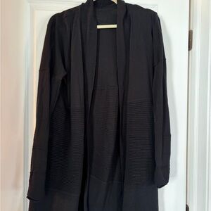 Lululemon Merino Wool Black Open Front Cardigan